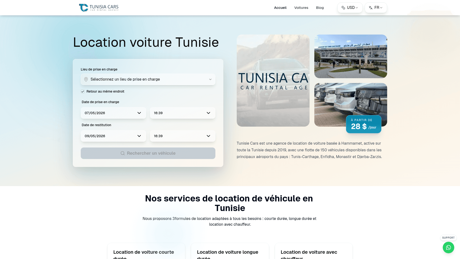 Tunisia Cars — production site screenshot